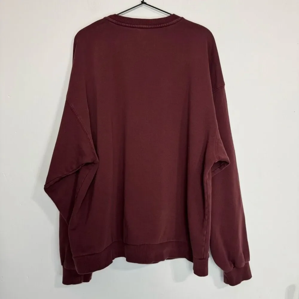 Skims Oxblood Cotton Fleece Crewneck Sweatshirt L
